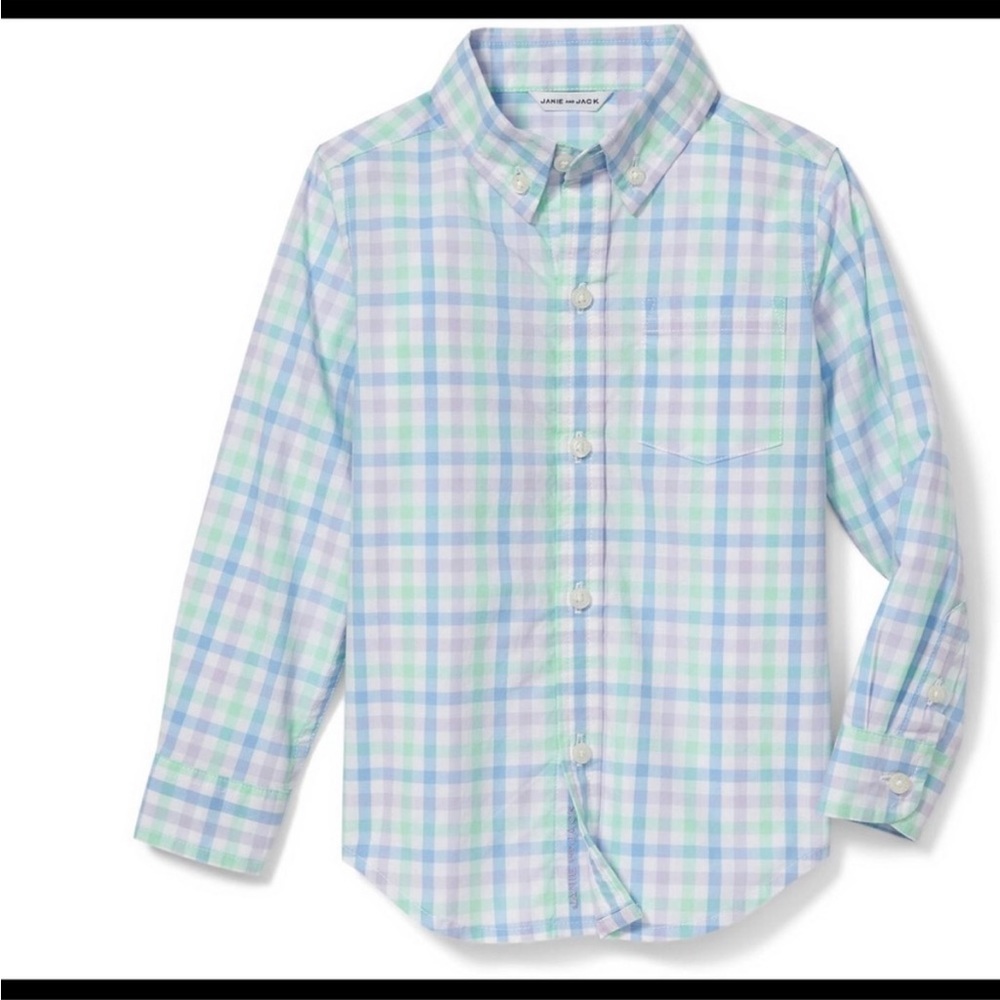 Kids Plaid Button-Up Shirt - Blue and Green
